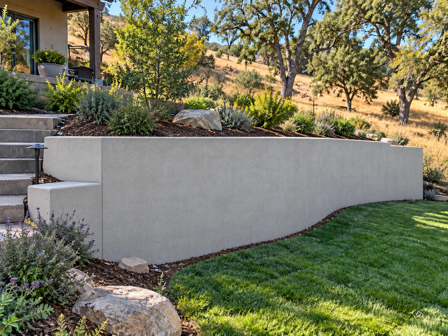 Example of a residential smooth concrete retaining wall